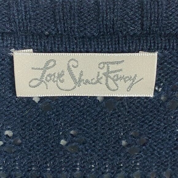 LOVESHACKFANCY Alpaca Boho Wool‎ Blue Sweater Puff Sleeve Ruffle Trim Size Large - Picture 2 of 10